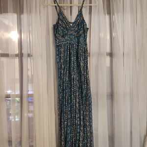 Jessica Simpson Teal and White Floral Maxi Dress